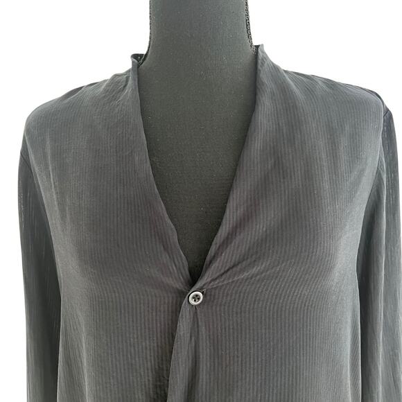 Black Cloth & Stone Super Soft Long Sleeve Wrap Front Blouse Shirt - Small - Picture 8 of 11